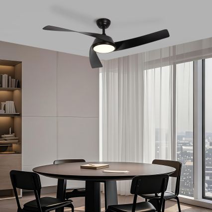 ZEVENTI - LED-hämardatav laeventilaator AERYS LED/24W/230V 3000/4000/6000K Wi-Fi Tuya must + kaugjuhtimispult