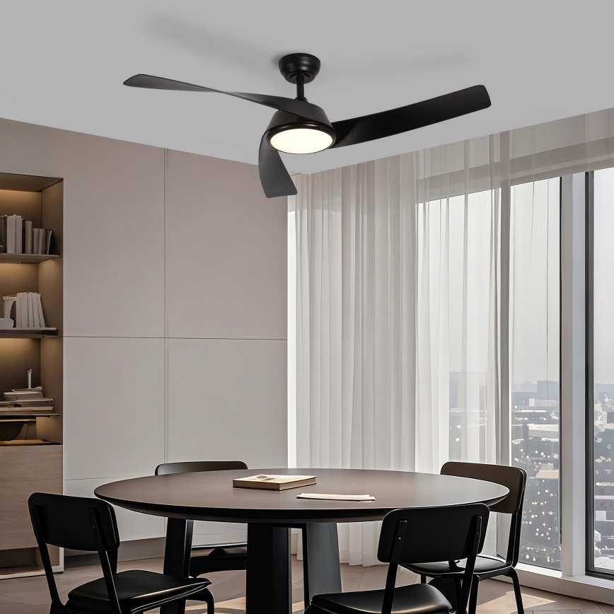 ZEVENTI - LED-hämardatav laeventilaator AERYS LED/24W/230V 3000/4000/6000K Wi-Fi Tuya must + kaugjuhtimispult