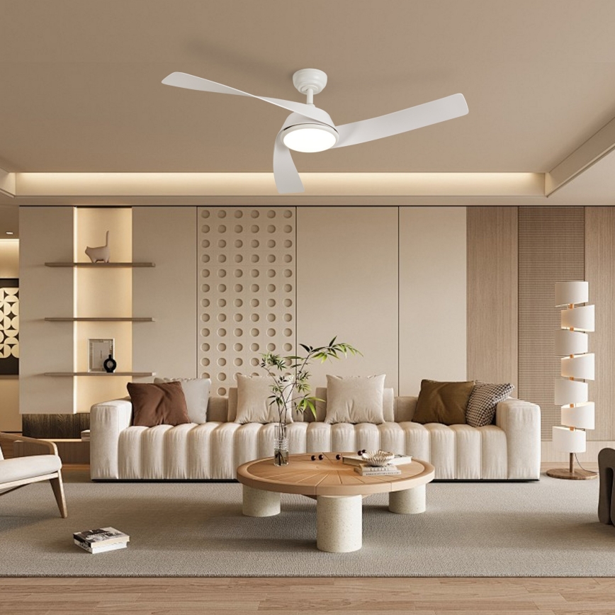 ZEVENTI - LED hämardatav laeventilaator AERYS LED/24W/230V 3000/4000/6000K Wi-Fi Tuya valge + kaugjuhtimispult