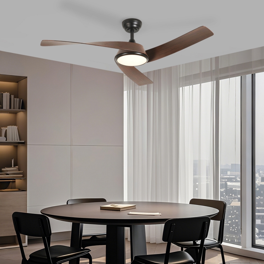 ZEVENTI - LED-hämardatav laeventilaator AERYS LED/24W/230V 3000/4000/6000K Wi-Fi Tuya must/pähkel + kaugjuhtimispult
