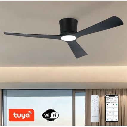 ZEVENTI - LED hämardatav laeventilaator AUREX LED/24W/230V 3000/4000/6000K Wi-Fi Tuya must + kaugjuhtimispult