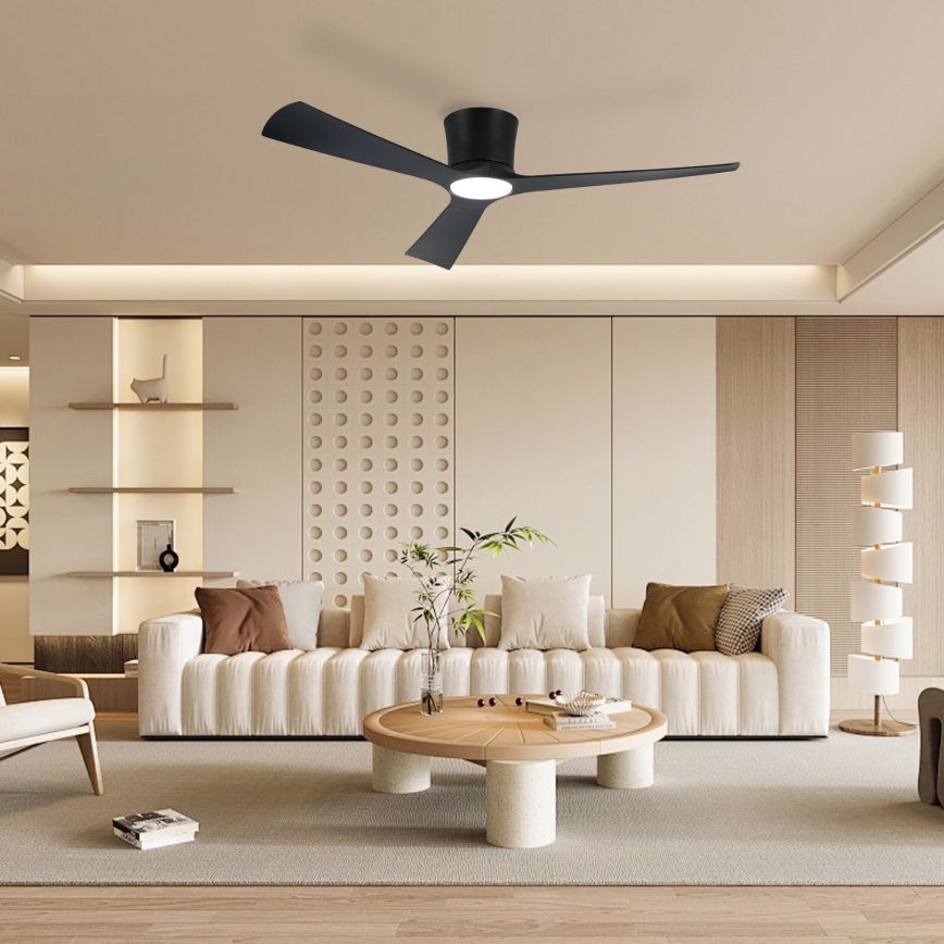 ZEVENTI - LED hämardatav laeventilaator AUREX LED/24W/230V 3000/4000/6000K Wi-Fi Tuya must + kaugjuhtimispult