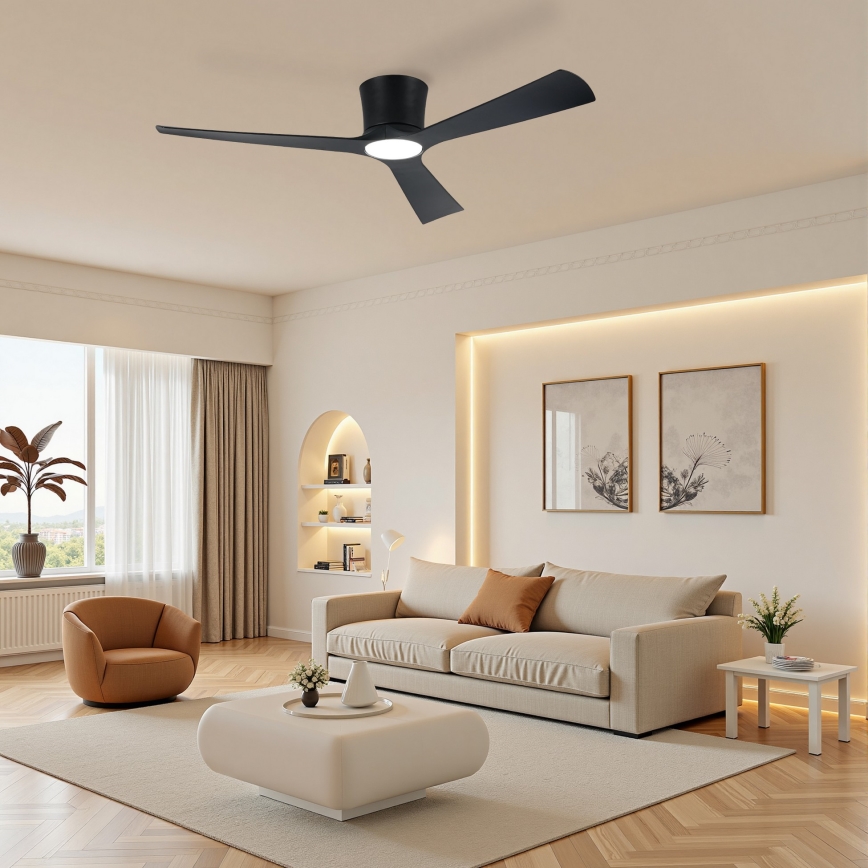 ZEVENTI - LED hämardatav laeventilaator AUREX LED/24W/230V 3000/4000/6000K Wi-Fi Tuya must + kaugjuhtimispult