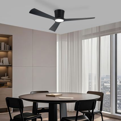 ZEVENTI - LED hämardatav laeventilaator AUREX LED/24W/230V 3000/4000/6000K Wi-Fi Tuya must + kaugjuhtimispult