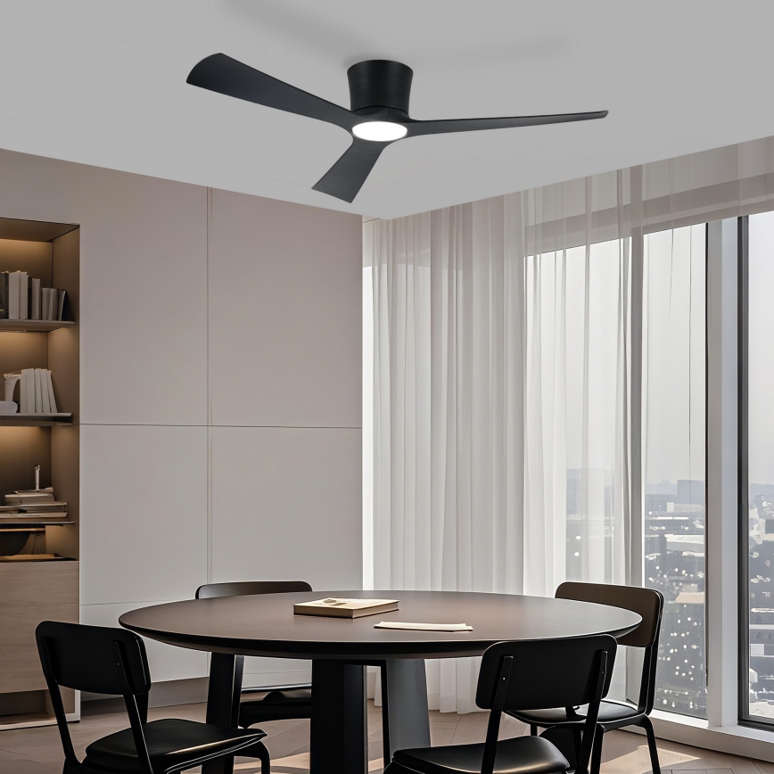 ZEVENTI - LED hämardatav laeventilaator AUREX LED/24W/230V 3000/4000/6000K Wi-Fi Tuya must + kaugjuhtimispult
