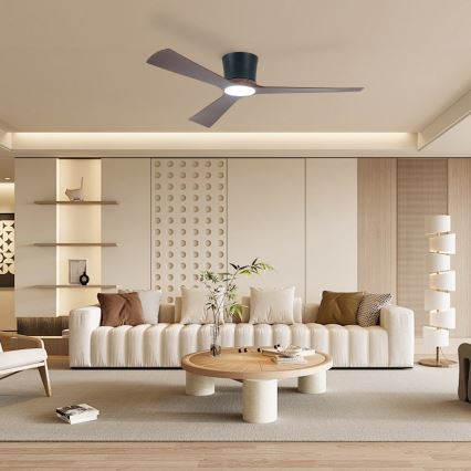 ZEVENTI - LED-hämardatav laeventilaator AUREX LED/24W/230V 3000/4000/6000K Wi-Fi Tuya must/pähkel + kaugjuhtimispult