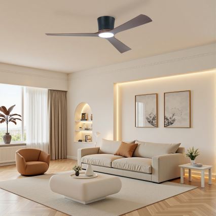 ZEVENTI - LED-hämardatav laeventilaator AUREX LED/24W/230V 3000/4000/6000K Wi-Fi Tuya must/pähkel + kaugjuhtimispult