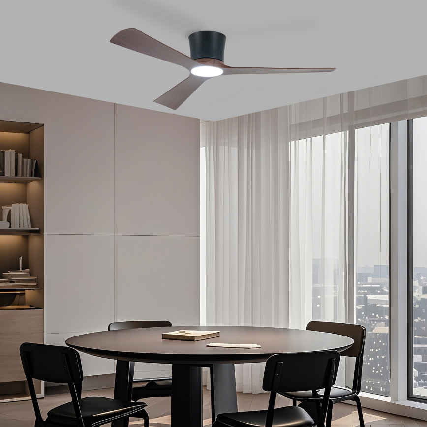 ZEVENTI - LED-hämardatav laeventilaator AUREX LED/24W/230V 3000/4000/6000K Wi-Fi Tuya must/pähkel + kaugjuhtimispult