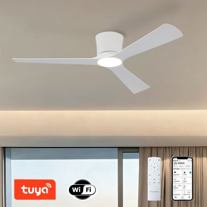 ZEVENTI - AUREX hämardatav LED-laeventilaator 24W/230V 3000/4000/6000K Wi‑Fi Tuya valge + kaugjuhtimispult