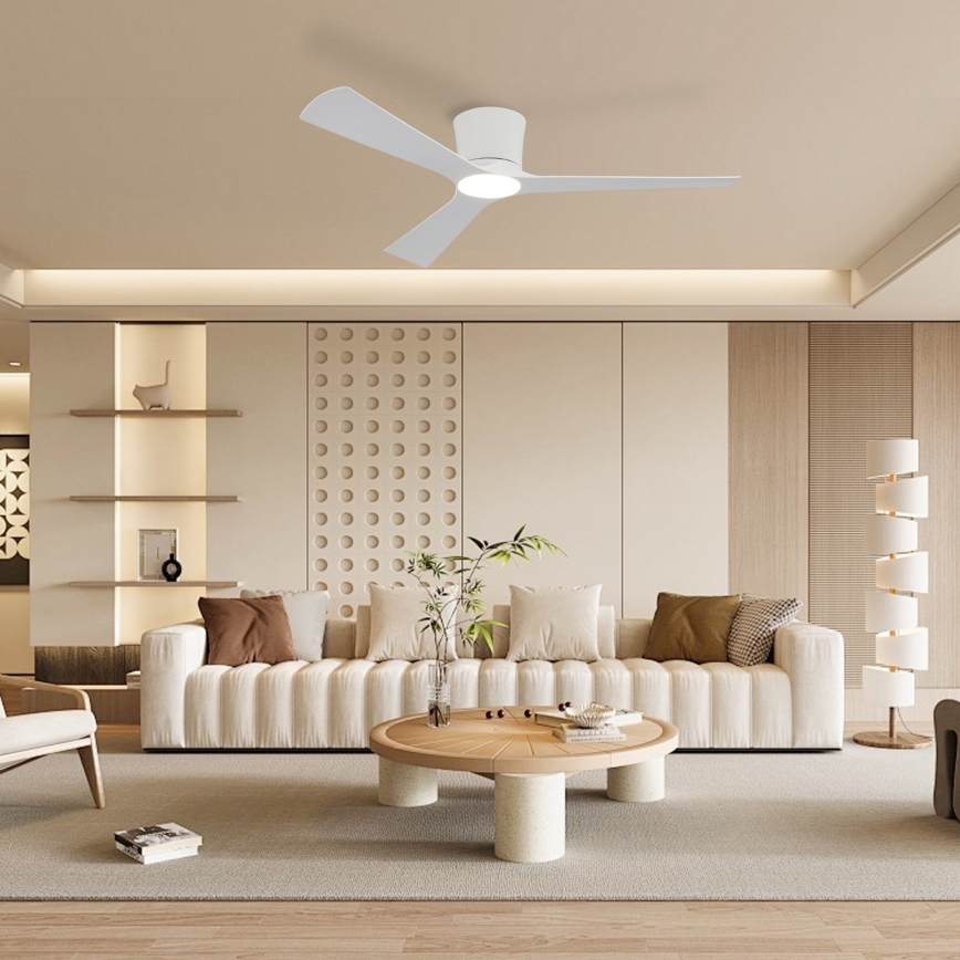 ZEVENTI - AUREX hämardatav LED-laeventilaator 24W/230V 3000/4000/6000K Wi‑Fi Tuya valge + kaugjuhtimispult