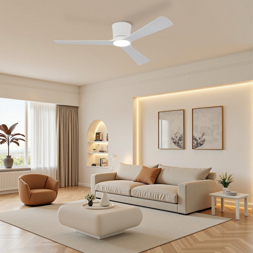 ZEVENTI - AUREX hämardatav LED-laeventilaator 24W/230V 3000/4000/6000K Wi‑Fi Tuya valge + kaugjuhtimispult