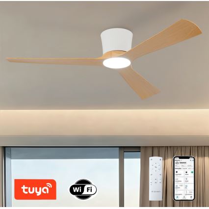 ZEVENTI - Hämardatav LED laeventilaator AUREX LED/24W/230V 3000/4000/6000K Wi-Fi Tuya valge/tamm + kaugjuhtimispult