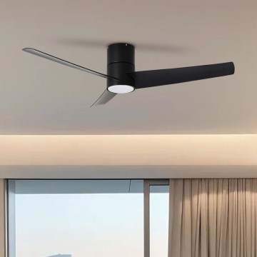 ZEVENTI - LED Laeventilaator BARROSA LED/18W/230V 3000/4000/6000K Wi-Fi Tuya must + kaugjuhtimispult