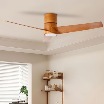 ZEVENTI - LED Laeventilaator BARROSA LED/18W/230V 3000/4000/6000K Wi-Fi Tuya pruun + kaugjuhtimispult