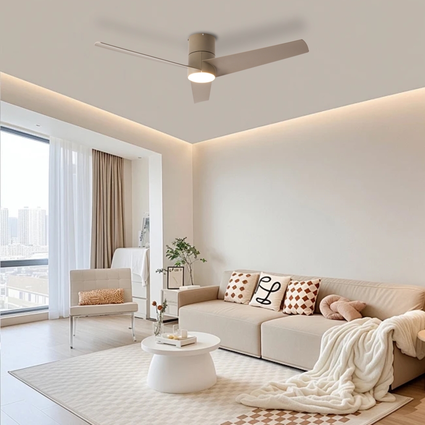 ZEVENTI - LED laeventilaator BARROSA LED/18W/230V 3000/4000/6000K Wi-Fi Tuya beež + kaugjuhtimispult