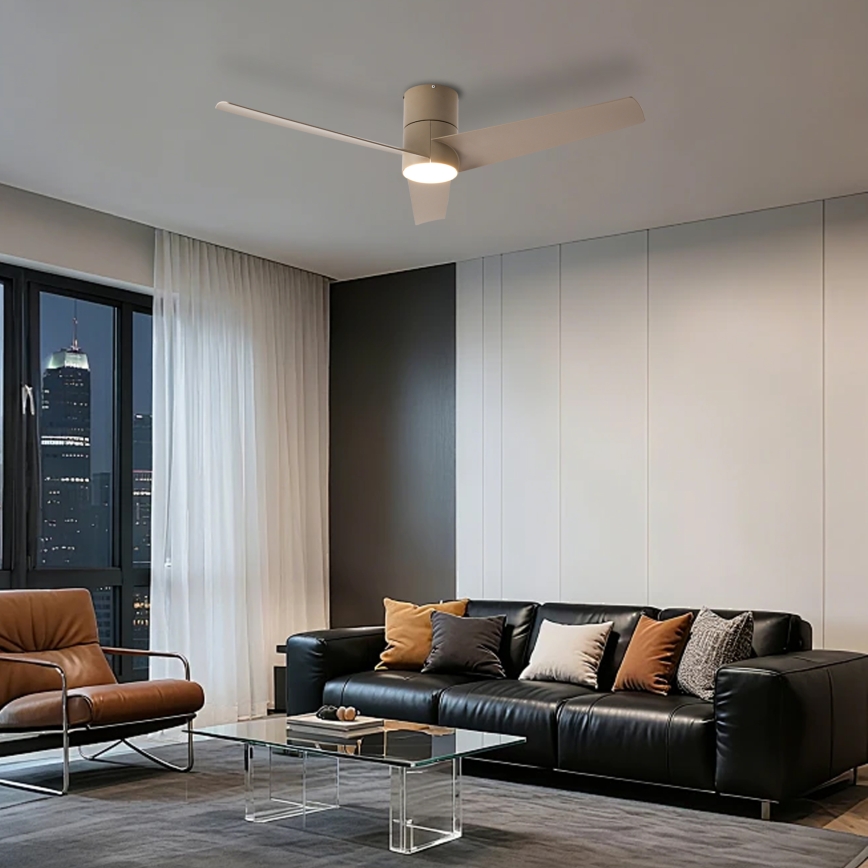 ZEVENTI - LED laeventilaator BARROSA LED/18W/230V 3000/4000/6000K Wi-Fi Tuya beež + kaugjuhtimispult