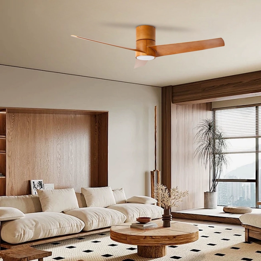 ZEVENTI - LED laeventilaator BARROSA LED/18W/230V 3000/4000/6000K Wi-Fi Tuya pruun + kaugjuhtimispult