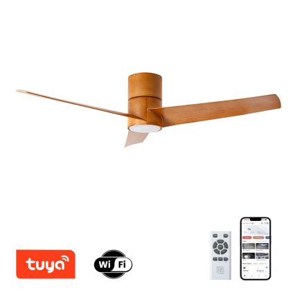 ZEVENTI - LED Laeventilaator BARROSA LED/18W/230V 3000/4000/6000K Wi-Fi Tuya pruun + kaugjuhtimispult