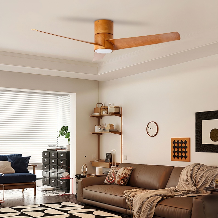 ZEVENTI - LED Laeventilaator BARROSA LED/18W/230V 3000/4000/6000K Wi-Fi Tuya pruun + kaugjuhtimispult