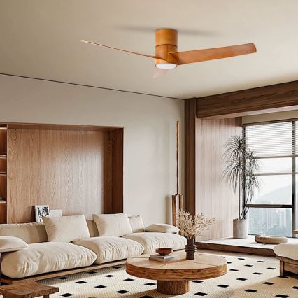 ZEVENTI - LED Laeventilaator BARROSA LED/18W/230V 3000/4000/6000K Wi-Fi Tuya pruun + kaugjuhtimispult