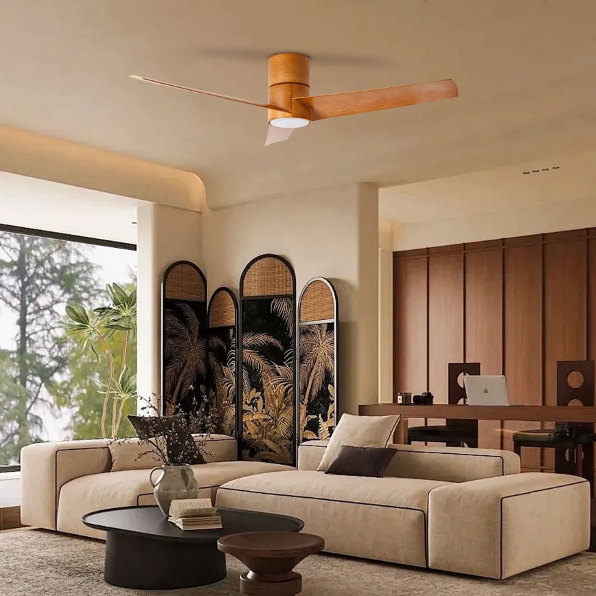 ZEVENTI - LED Laeventilaator BARROSA LED/18W/230V 3000/4000/6000K Wi-Fi Tuya pruun + kaugjuhtimispult