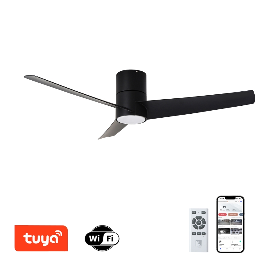 ZEVENTI - LED Laeventilaator BARROSA LED/18W/230V 3000/4000/6000K Wi-Fi Tuya must + kaugjuhtimispult