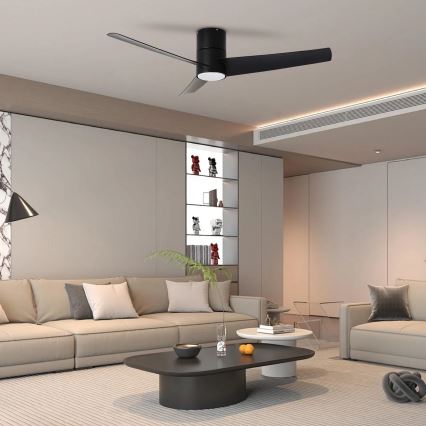 ZEVENTI - LED Laeventilaator BARROSA LED/18W/230V 3000/4000/6000K Wi-Fi Tuya must + kaugjuhtimispult