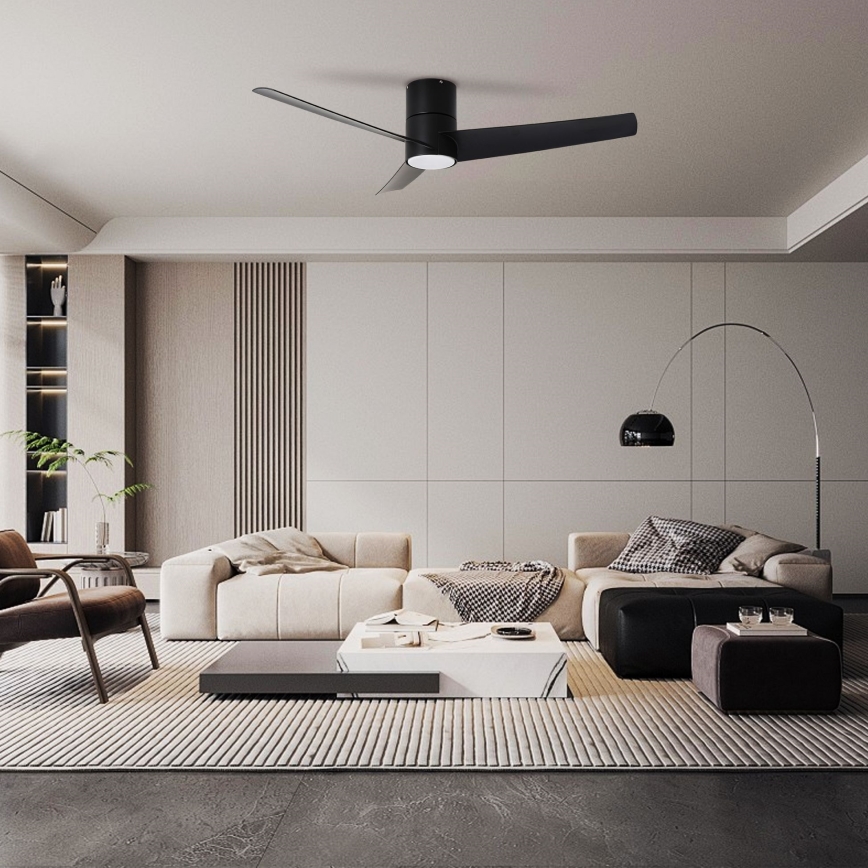 ZEVENTI - LED Laeventilaator BARROSA LED/18W/230V 3000/4000/6000K Wi-Fi Tuya must + kaugjuhtimispult