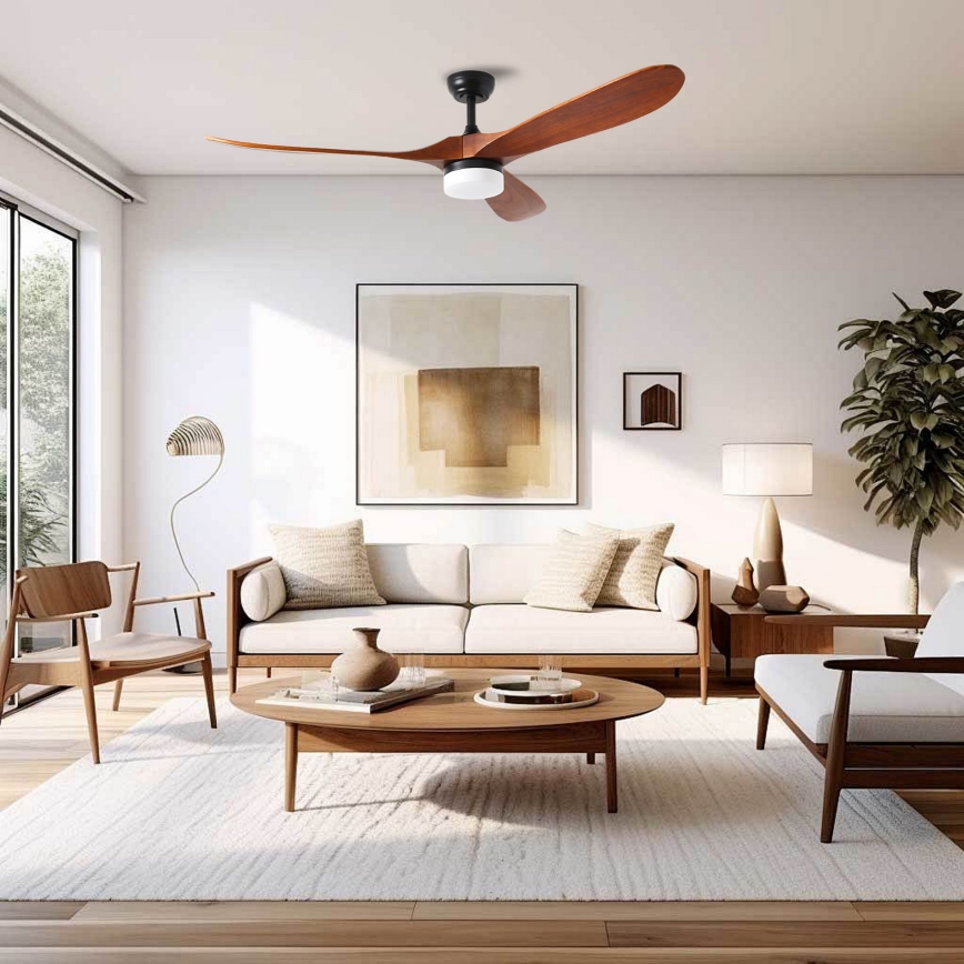 ZEVENTI - LED laeventilaator GINOSA LED/18W/230V 3000/4000/6000K Wi-Fi Tuya must/tamm + kaugjuhtimispult