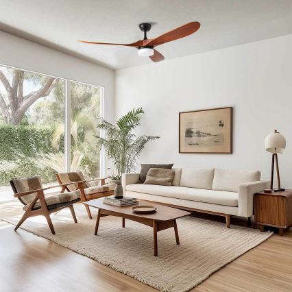 ZEVENTI - LED laeventilaator GINOSA LED/18W/230V 3000/4000/6000K Wi-Fi Tuya must/tamm + kaugjuhtimispult