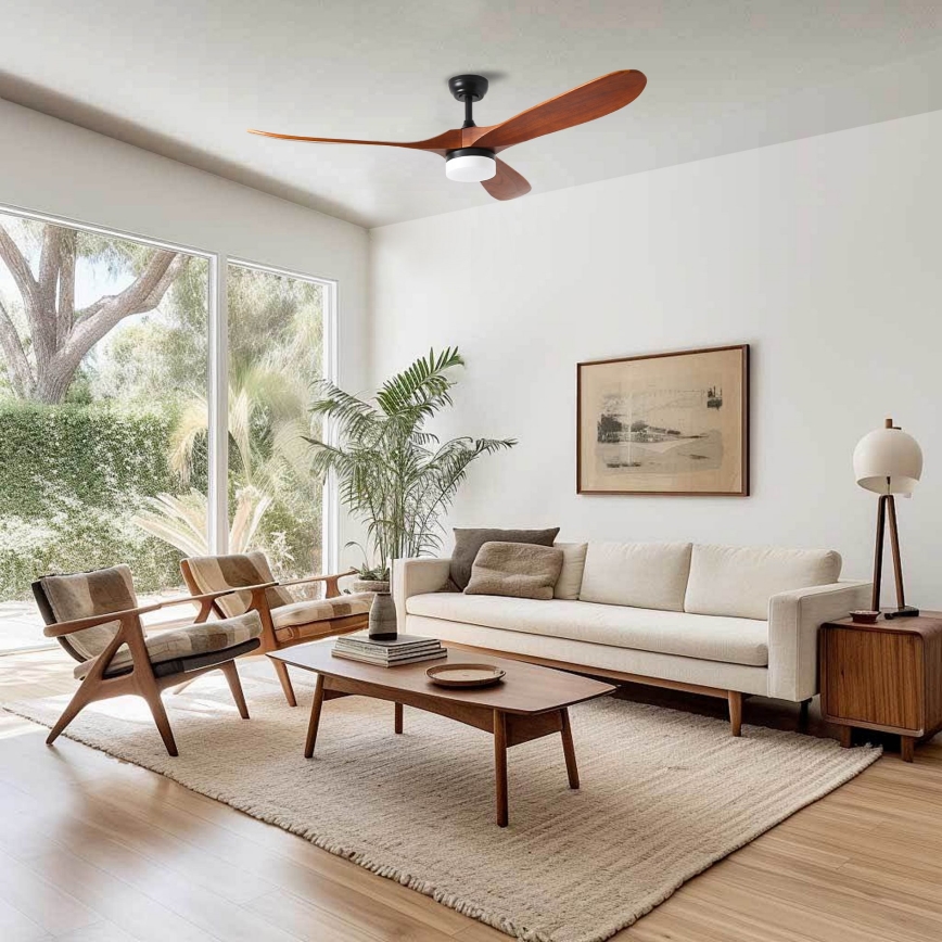 ZEVENTI - LED laeventilaator GINOSA LED/18W/230V 3000/4000/6000K Wi-Fi Tuya must/tamm + kaugjuhtimispult