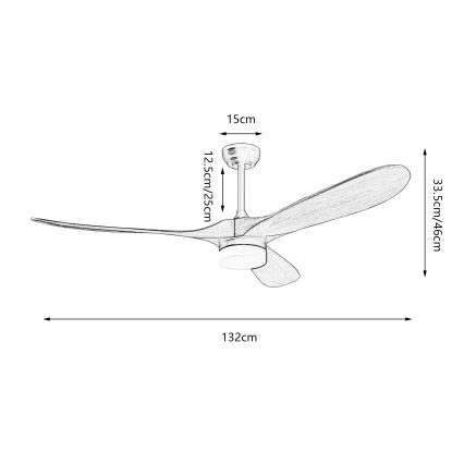 ZEVENTI - LED laeventilaator GINOSA LED/18W/230V 3000/4000/6000K Wi-Fi Tuya must/tamm + kaugjuhtimispult
