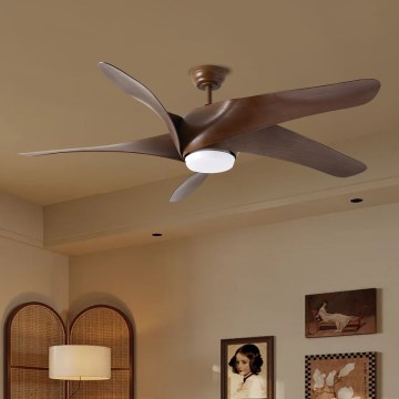 ZEVENTI - LED laeventilaator LUCCA LED/18W/230V 3000/4000/6000K Wi-Fi Tuya pruun + kaugjuhtimispult