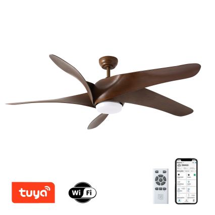 ZEVENTI - LED Hämardatav laeventilaator LUCCA LED/18W/230V 3000-6000K Wi-Fi Tuya pruun + kaugjuhtimispult