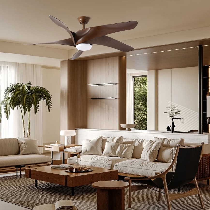 ZEVENTI - LED Hämardatav laeventilaator LUCCA LED/18W/230V 3000-6000K Wi-Fi Tuya pruun + kaugjuhtimispult