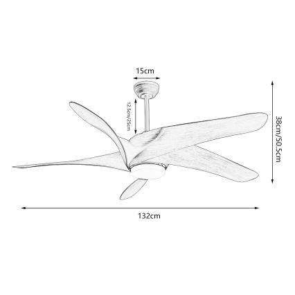 ZEVENTI - LED Hämardatav laeventilaator LUCCA LED/18W/230V 3000-6000K Wi-Fi Tuya pruun + kaugjuhtimispult