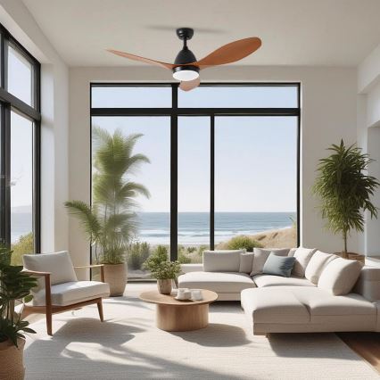 ZEVENTI - LED laeventilaator MURO LED/18W/230V 3000-6000K Wi-Fi Tuya must + kaugjuhtimispult