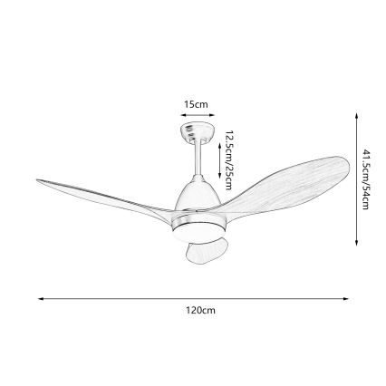ZEVENTI - LED laeventilaator MURO LED/18W/230V 3000-6000K Wi-Fi Tuya must + kaugjuhtimispult