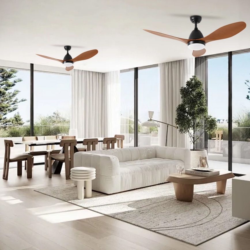 ZEVENTI - LED Hämardatav laeventilaator MURO LED/18W/230V 3000-6000K Wi-Fi Tuya must + kaugjuhtimispult