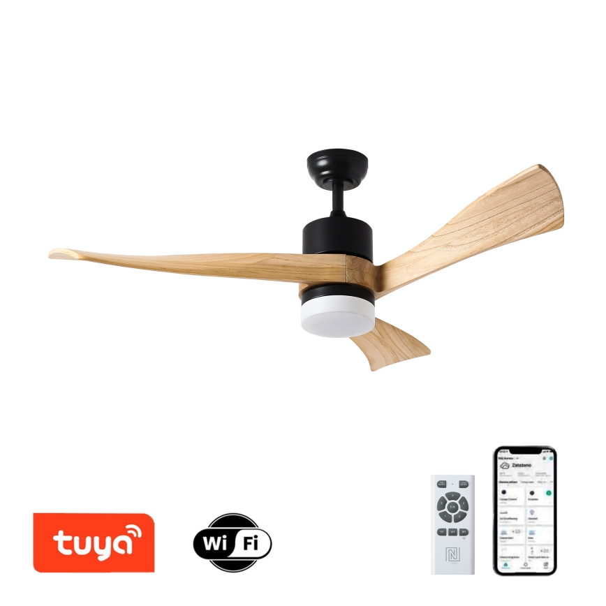 ZEVENTI - LED Hämardatav laeventilaator NATURITO LED/18W/230V 3000-6000K Wi-Fi Tuya must/tamm + kaugjuhtimispult