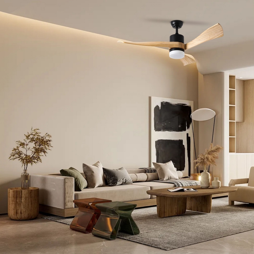 ZEVENTI - LED Hämardatav laeventilaator NATURITO LED/18W/230V 3000-6000K Wi-Fi Tuya must/tamm + kaugjuhtimispult