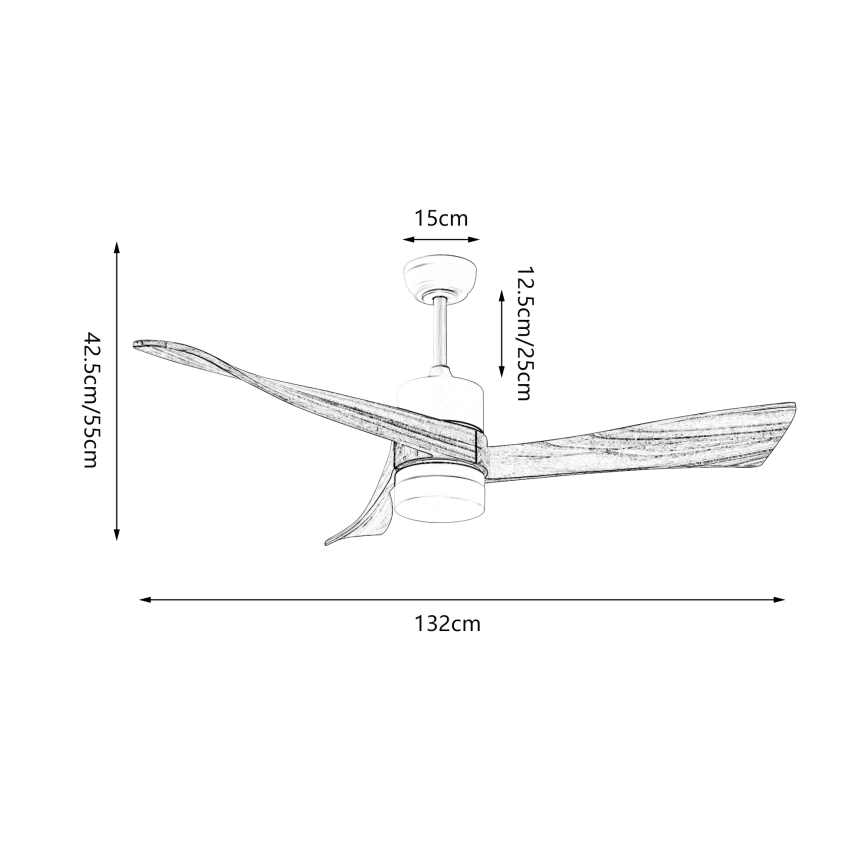 ZEVENTI - LED laevalgustiga laeventilaator NATURITO LED/18W/230V 3000-6000K Wi-Fi Tuya valge/pähkel + kaugjuhtimispult