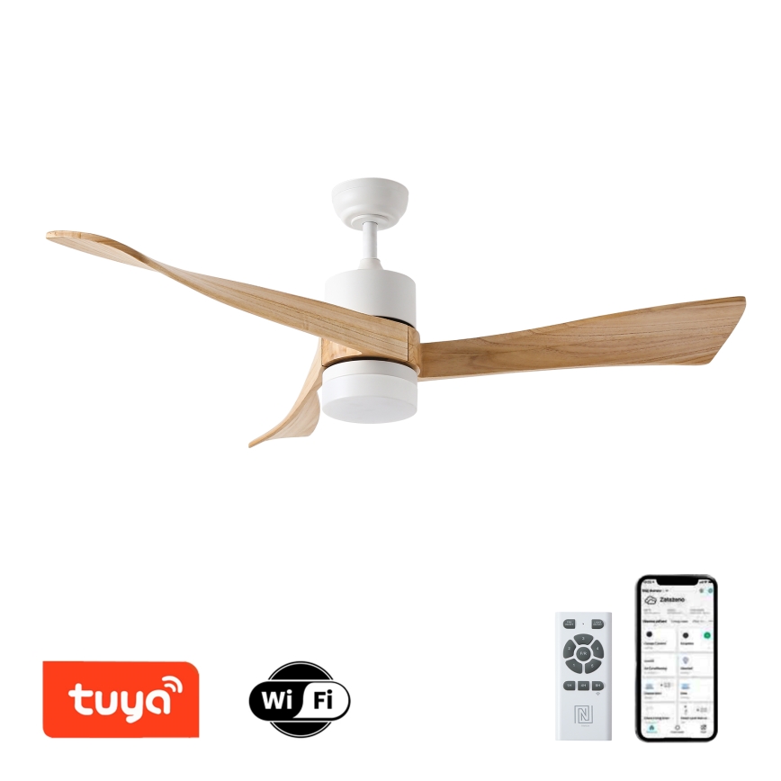 ZEVENTI - LED Hämardatav laeventilaator NATURITO LED/18W/230V 3000-6000K Wi-Fi Tuya valge/tamm + kaugjuhtimispult