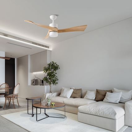 ZEVENTI - LED Hämardatav laeventilaator NATURITO LED/18W/230V 3000-6000K Wi-Fi Tuya valge/tamm + kaugjuhtimispult