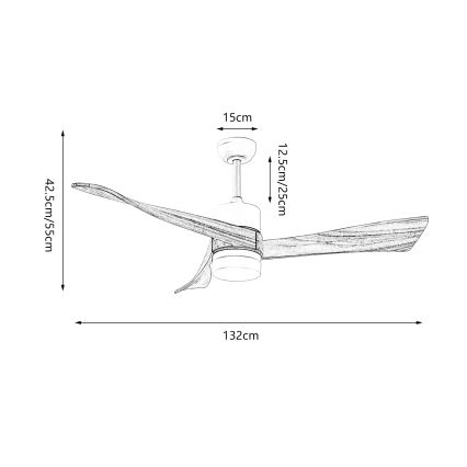 ZEVENTI - LED laeventilaator NATURITO LED/18W/230V 3000/4000/6000K Wi-Fi Tuya valge/tamm + kaugjuhtimispult