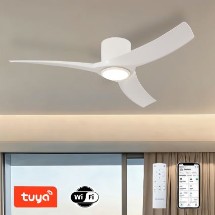 ZEVENTI - LED-hämardatav laeventilaator ORBITO LED/24W/230V 3000/4000/6000K Wi-Fi Tuya valge + kaugjuhtimispult