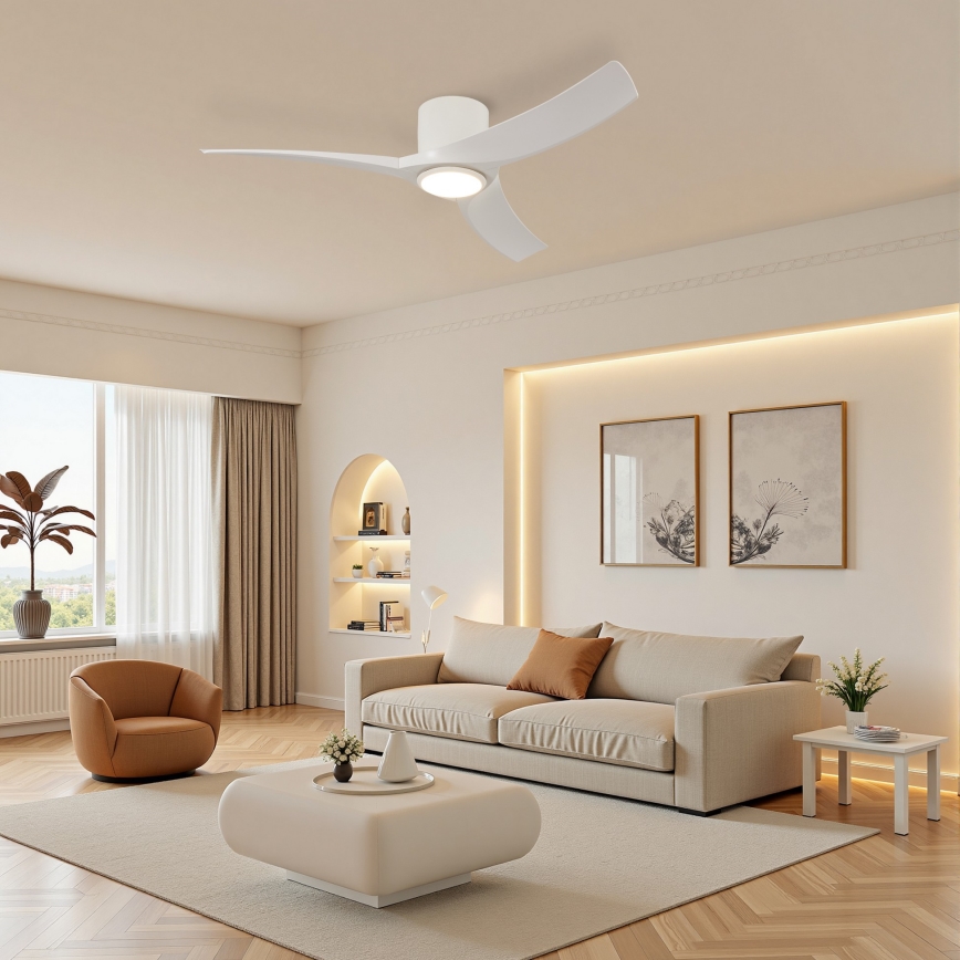 ZEVENTI - LED-hämardatav laeventilaator ORBITO LED/24W/230V 3000/4000/6000K Wi-Fi Tuya valge + kaugjuhtimispult
