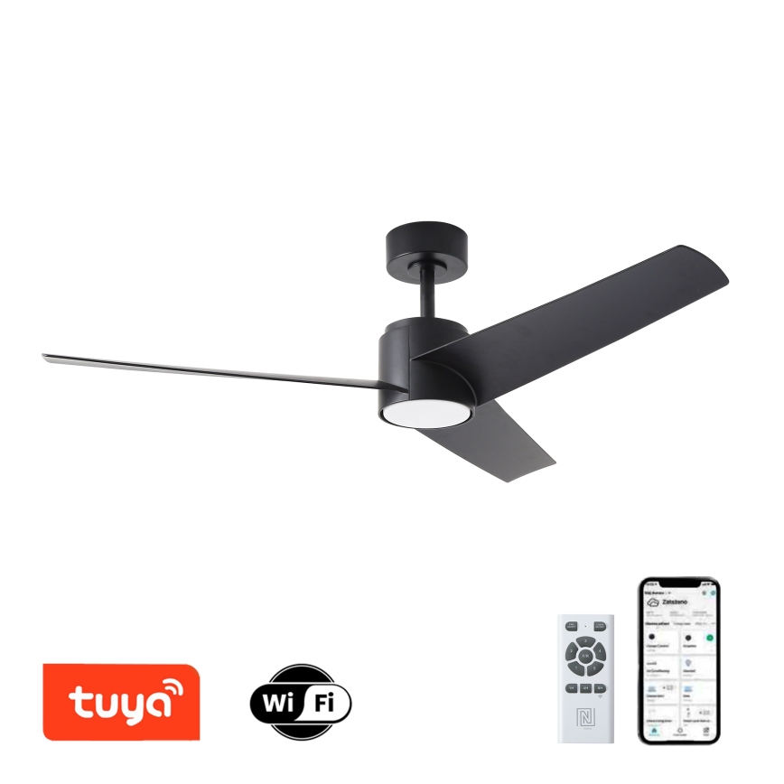 ZEVENTI - LED Hämardatav laeventilaator ORVIETO LED/18W/230V 3000-6000K Wi-Fi Tuya must + kaugjuhtimispult