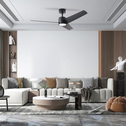 ZEVENTI - LED Hämardatav laeventilaator ORVIETO LED/18W/230V 3000-6000K Wi-Fi Tuya must + kaugjuhtimispult
