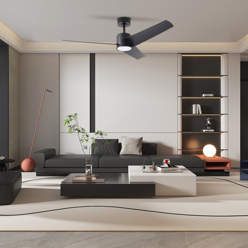 ZEVENTI - LED Hämardatav laeventilaator ORVIETO LED/18W/230V 3000-6000K Wi-Fi Tuya must + kaugjuhtimispult